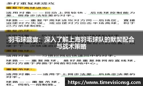 羽毛球盛宴：深入了解上海羽毛球队的默契配合与战术策略